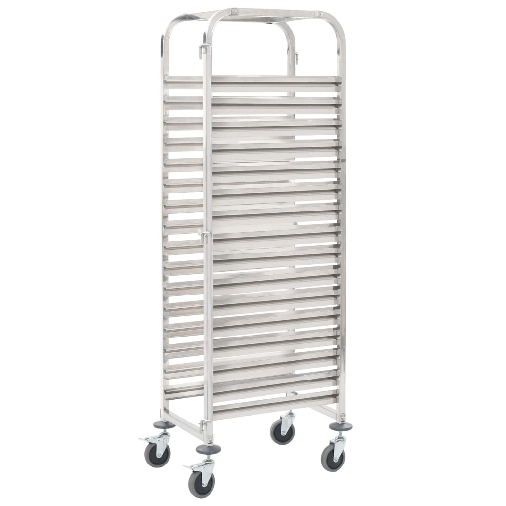 Kitchen Trolley for 16 Trays 38x55x163 cm Stainless Steel vidaXL
