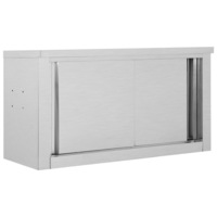 Kitchen Wall Cabinet with Sliding Doors 90x40x50 cm Stainless Steel vidaXL