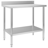 Kitchen Work Table with Backsplash 100x60x93 cm Stainless Steel vidaXL