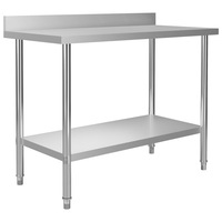 Kitchen Work Table with Backsplash 120x60x93 cm Stainless Steel vidaXL