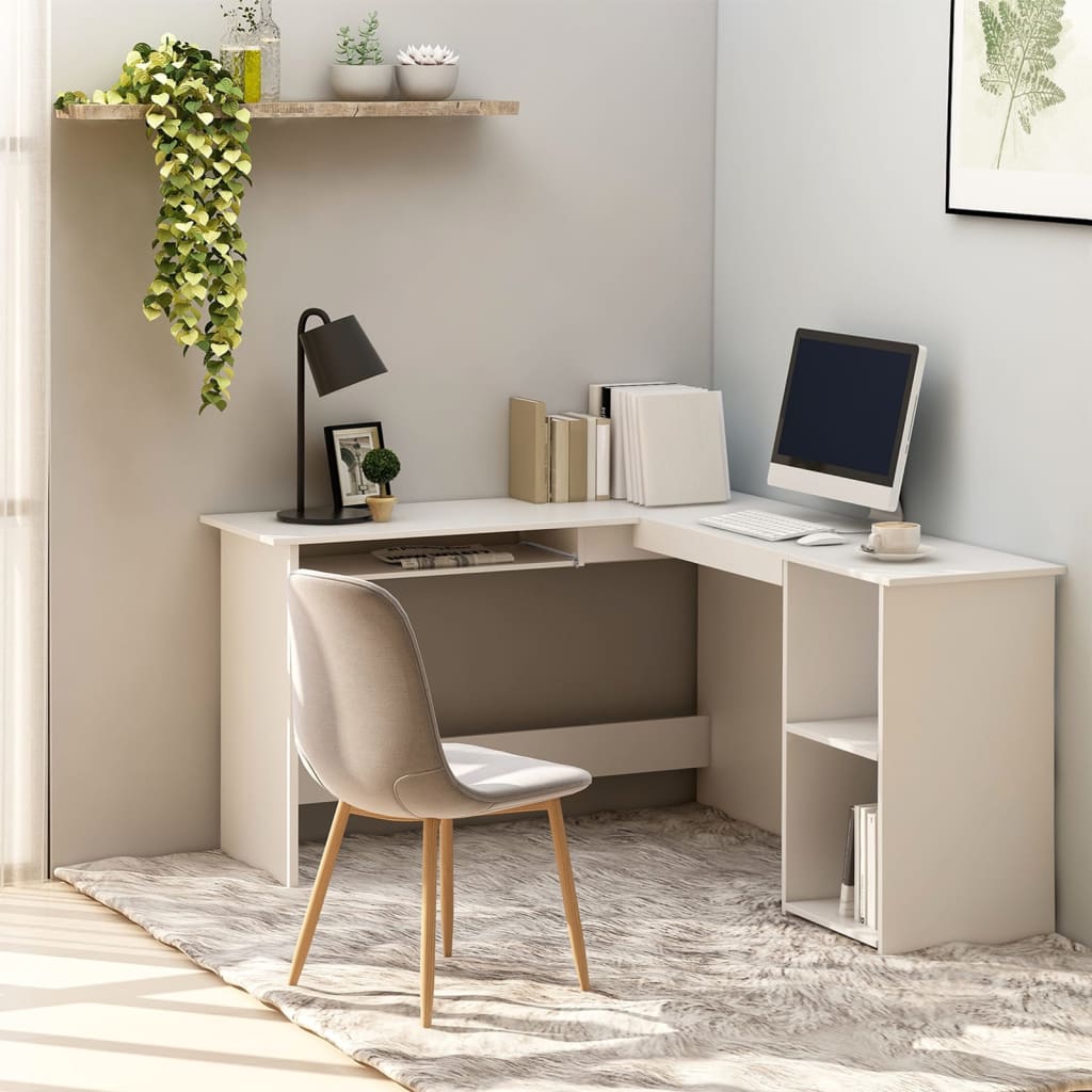L-Shaped Corner Desk White 120x140x75 cm Engineered Wood vidaXL