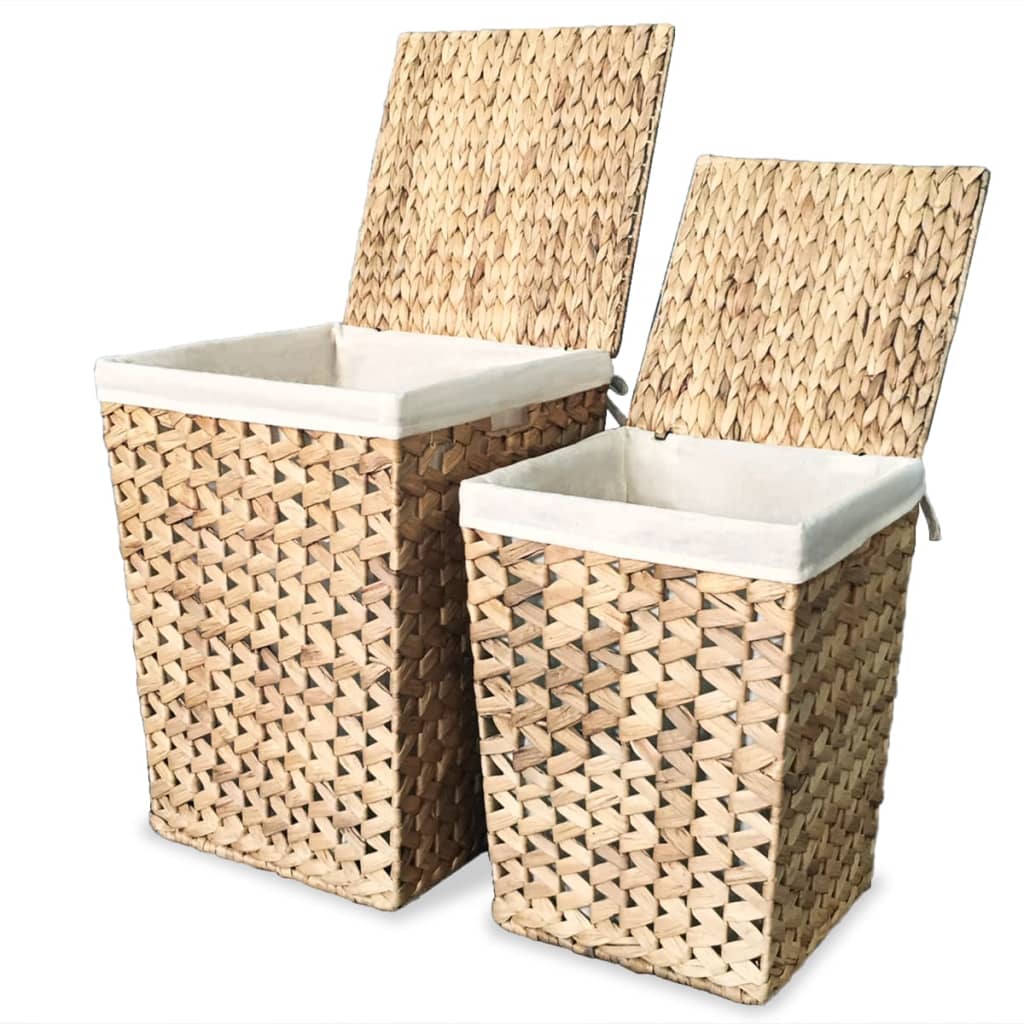 Laundry Basket Set 2 Pieces Water Hyacinth vidaXL