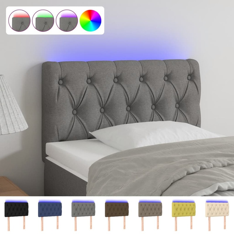 Buy vidaXL LED Headboard Fabric Bedhead Bed Header Frame Base Multi ...