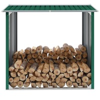 Log Storage Shed Galvanised Steel 172x91x154 cm Green vidaXL