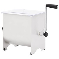 Manual Meat Mixer with Lid Silver Stainless Steel vidaXL