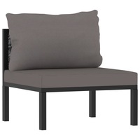 Sectional Middle Sofa with Cushion Poly Rattan Anthracite vidaXL