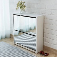Shoe Cabinet 2-Layer Mirror White 63x17x67 cm vidaXL