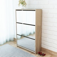 Shoe Cabinet 3-Layer Mirror Oak 63x17x102.5 cm vidaXL