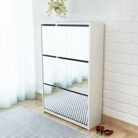 Shoe Cabinet 3-Layer Mirror White 63x17x102.5 cm vidaXL