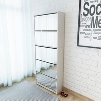 Shoe Cabinet 5-Layer Mirror White 63x17x169.5 cm vidaXL