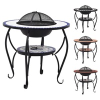 Mosaic Fire Pit Table 68cm Ceramic Backyard Fireplace Multi Colours vidaXL