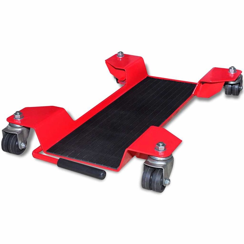 vidaXL Motorcycle Dolly Centre Stand Red Steel Wheel Garage