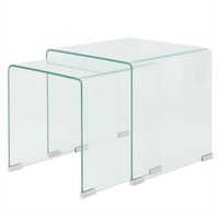 Two Piece Nesting Table Set Tempered Glass Clear vidaXL