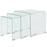 Three Piece Nesting Table Set Tempered Glass Clear vidaXL