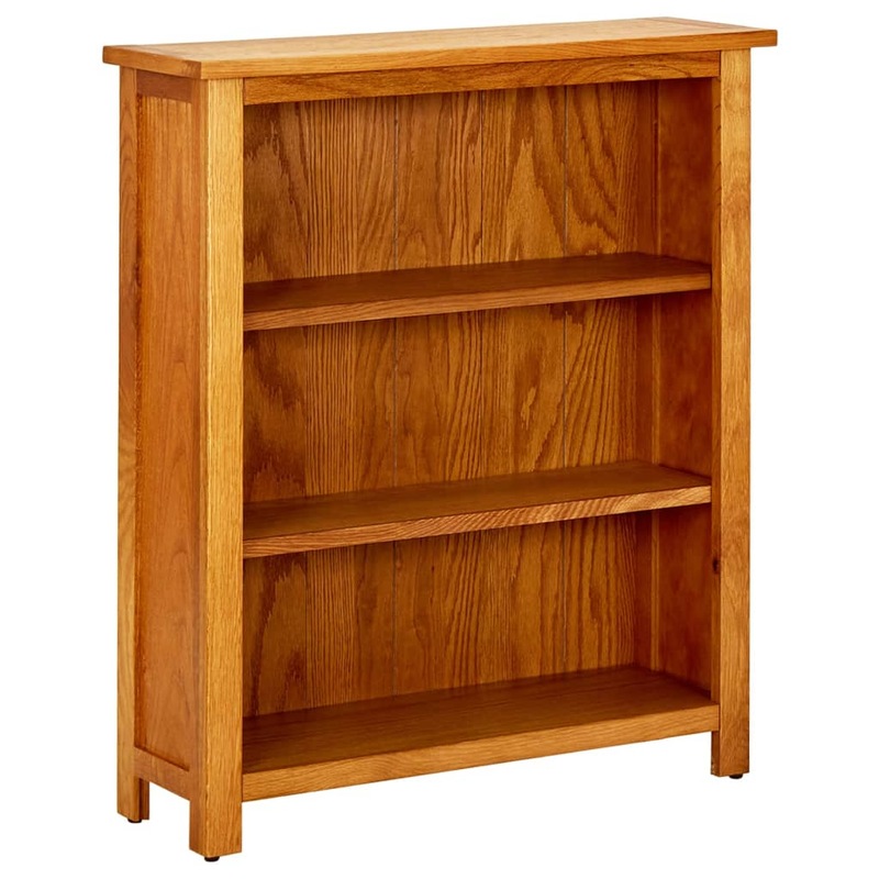 vidaXL Solid Oak Wood 3Tier Bookcase 70x22.5x82cm Bookshelf Display