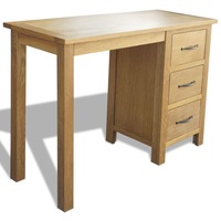 Desk with 3 Drawers 106x40x75 cm Solid Oak Wood vidaXL