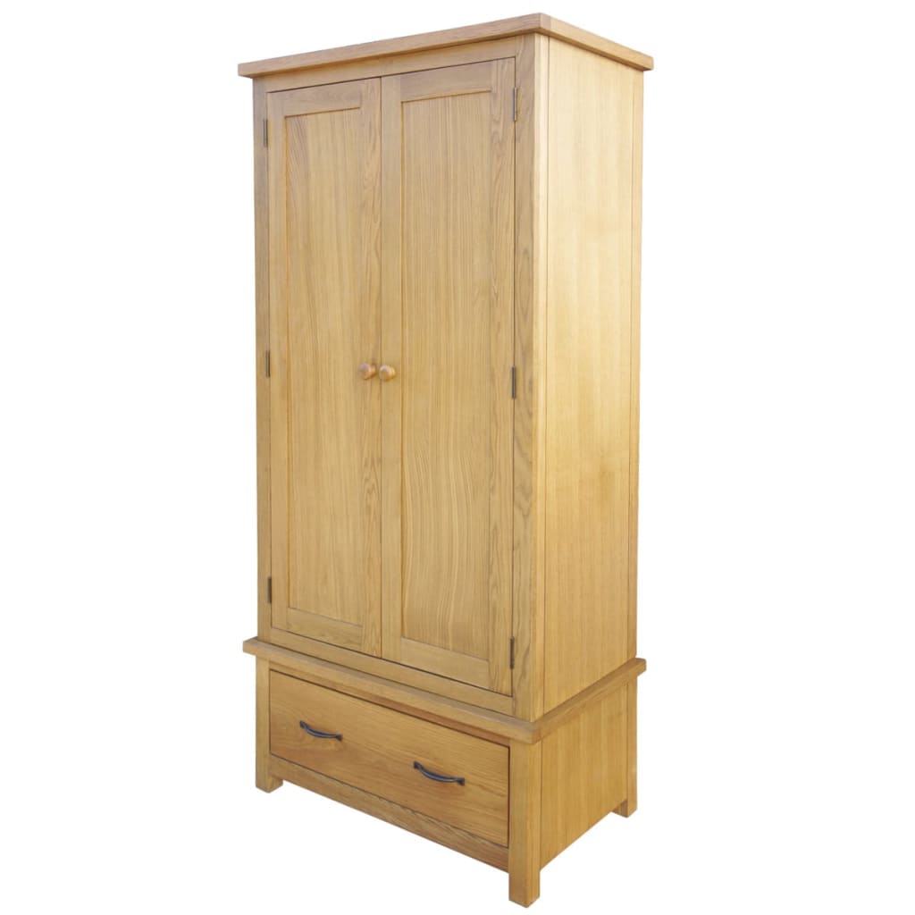 Wardrobe with 1 Drawer 90x52x183 cm Solid Oak Wood vidaXL