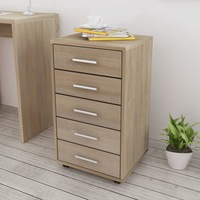 Office Drawer Unit with Castors 5 Drawers Oak vidaXL