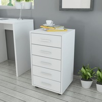 Office Drawer Unit with Castors 5 Drawers White vidaXL