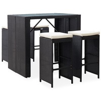 5 Piece Outdoor Bar Set Poly Rattan and Glass Black vidaXL