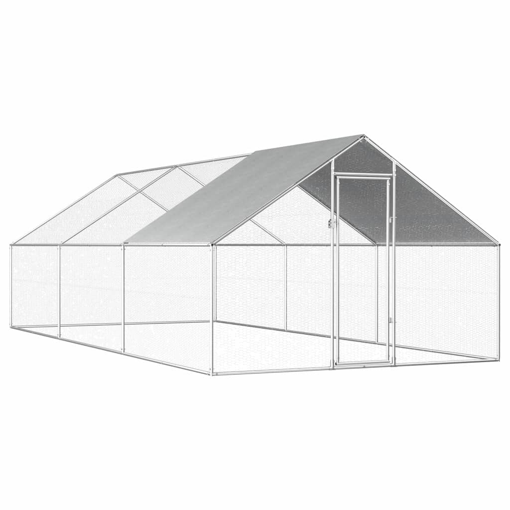vidaXL Outdoor Chicken Cage Garden Coop Hen House Galvanised Steel Multi Sizes