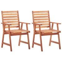 2x Solid Acacia Wood Outdoor Dining Chairs Weather Resistant Patio Seat