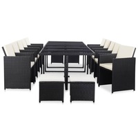 Outdoor Dining Set with Cushions Poly Rattan Multi Colours vidaXL