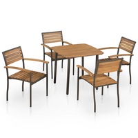 5 Piece Outdoor Dining Set Solid Acacia Wood and Steel vidaXL