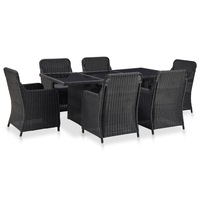 7 Piece Outdoor Dining Set Poly Rattan Black vidaXL