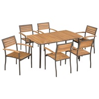 7 Piece Outdoor Dining Set Solid Acacia Wood and Steel vidaXL