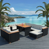 10 Piece Garden Lounge Set with Cushions Poly Rattan Black vidaXL