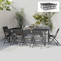 Outdoor Dining Set Steel Garden Table and Chair Furniture 9/11 Piece vidaXL