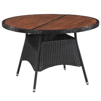 Garden Table 115x74 cm Poly Rattan and Solid Acacia Wood vidaXL