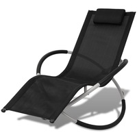 Outdoor Geometrical Sun Lounger Steel Black and Grey vidaXL
