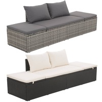 Outdoor Lounge Bed Poly Rattan 195x60x60cm Garden Sunlounger Black/Grey vidaXL
