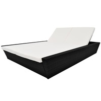 Outdoor Lounge Bed with Cushion Poly Rattan Black vidaXL