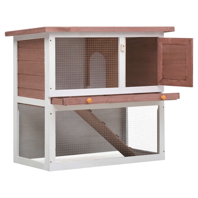 Buy Outdoor Rabbit Hutch 1 Door Brown Wood vidaXL MyDeal