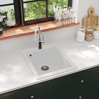 Overmount Kitchen Sink Single Basin Granite Cream White vidaXL