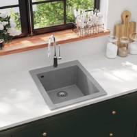 Overmount Kitchen Sink Single Basin Granite Grey vidaXL