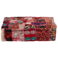 Patchwork Pouffe Square Cotton Handmade 50x50x12 cm Red vidaXL
