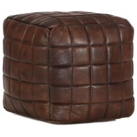 Pouffe Dark Brown 40x40x40 cm Genuine Goat Leather vidaXL
