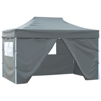 Professional Folding Party Tent with 4 Sidewalls 3x4 m Steel Anthracite vidaXL