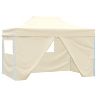 Professional Folding Party Tent with 4 Sidewalls 3x4 m Steel Cream vidaXL