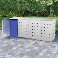 Quadruple Wheelie Bin Shed 240 L Stainless Steel vidaXL