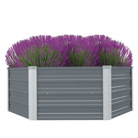 Raised Garden Bed 129x129x46 cm Galvanised Steel Grey vidaXL