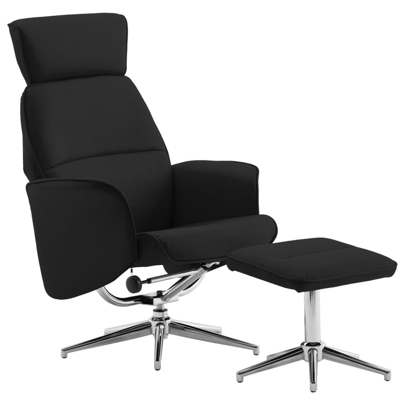 Buy Reclining Chair with Footstool Black Faux Leather MyDeal