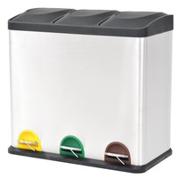 Recycling Pedal Bin Garbage Trash Bin Stainless Steel 54 L vidaXL
