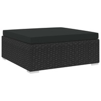 Sectional Footrest 1 pc with Cushion Poly Rattan Black vidaXL