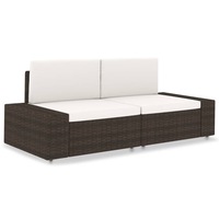 Sectional Sofa 2-Seater Poly Rattan Brown vidaXL