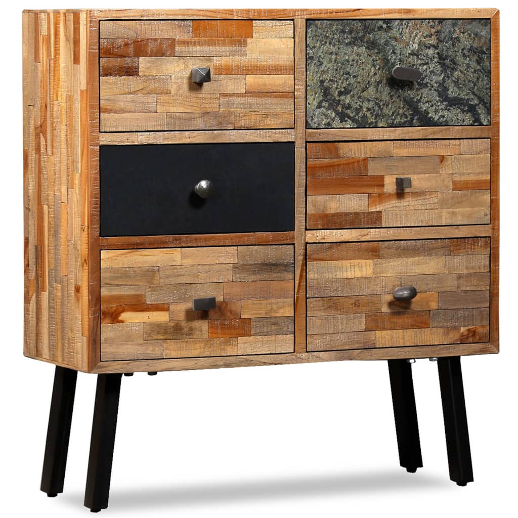 Side Cabinet with 6 Drawers 70x30x76 cm Solid Reclaimed Teak vidaXL